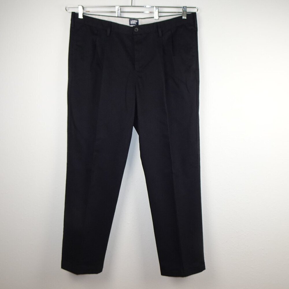 Lands' End Chino Pants Men's Size 40x32 Black Traditional Fit Cotton Pleated
